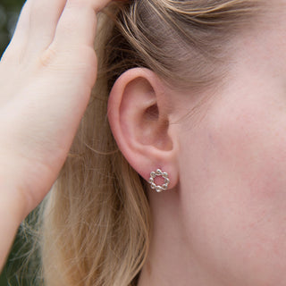 Styled image showing Silver Pebble Circle Studs 