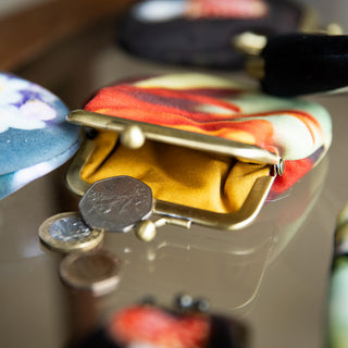 Handmade Velvet Flame Flower Kisslock Coin Purse