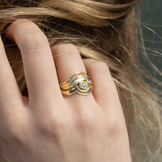 Ripple To Roar Diamond Gold Ring