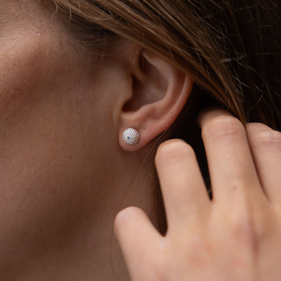 Sea Urchin Diamond Gold Studs