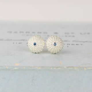 Sea Urchin Aquamarine Silver Studs