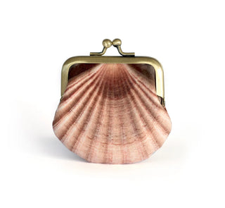 Handmade Velvet Sea Shell Kisslock Coin Purse