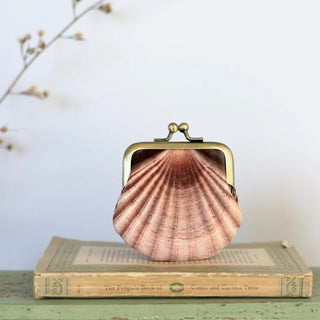 Handmade Velvet Sea Shell Kisslock Coin Purse