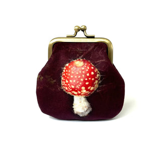 Handmade Velvet Fly Agaric Mushroom Kisslock Coin Purse