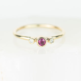 Ruby and Diamond Gold Trilogy Ring