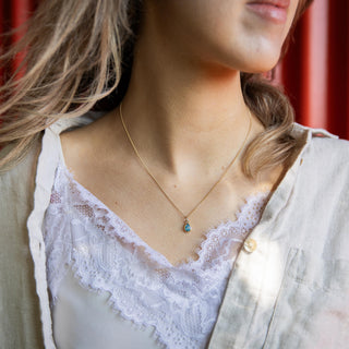 Gold Teardrop Swiss Blue Topaz Alice Pendant