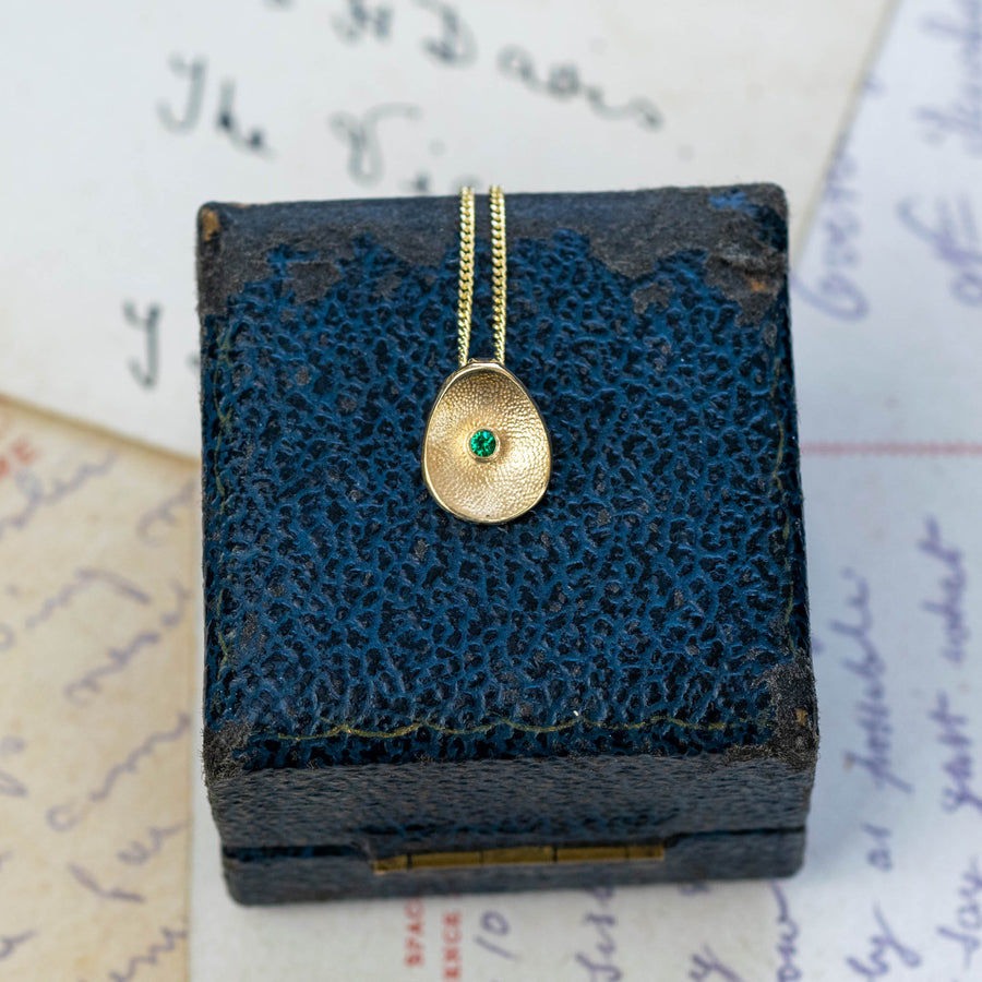 Sea Buttons May Birthstone Gold Emerald Pendant