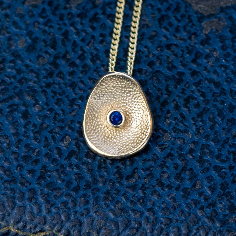 Sea Buttons September Birthstone Blue Sapphire Gold Pendant