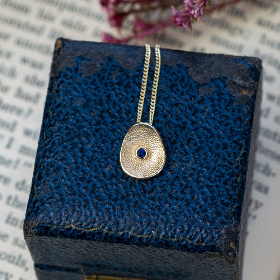 Sea Buttons September Birthstone Blue Sapphire Gold Pendant