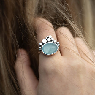 Aquamarine Seafoam Silver Ring