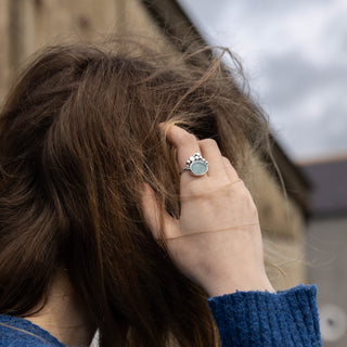 Aquamarine Seafoam Silver Ring