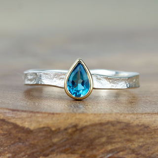 Alice - Swiss Blue Topaz Teardrop Storybook Ring
