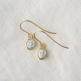 Bethan - Oval Ethical Diamond Gold Drop Earrings