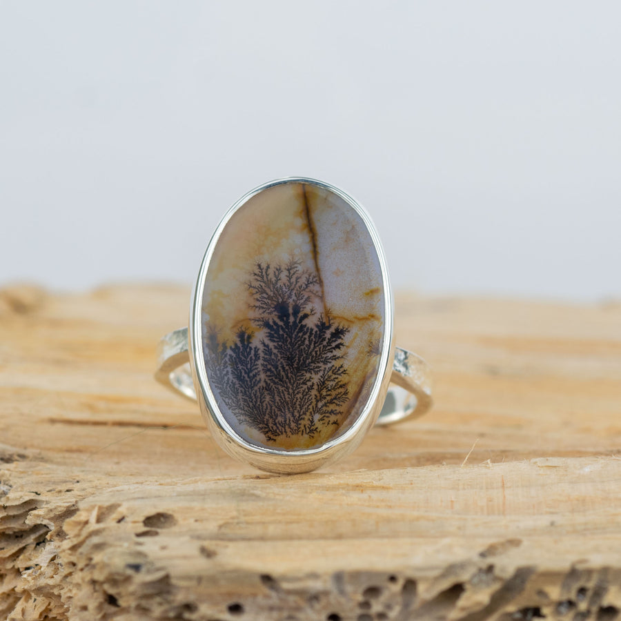 No. 259 - Silver Dendritic Agate Ring - Size P 1/2
