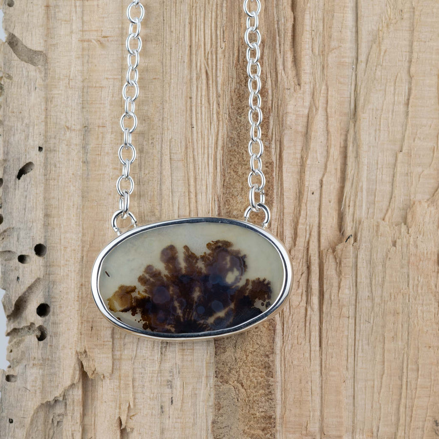 No. 678 - Silver Oval Dendritic Agate Necklet