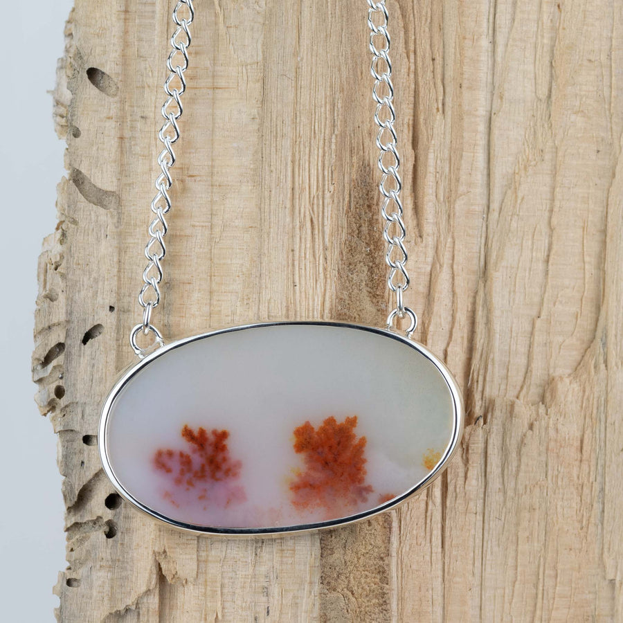 No. 677 - Silver Oval Dendritic Agate Necklet