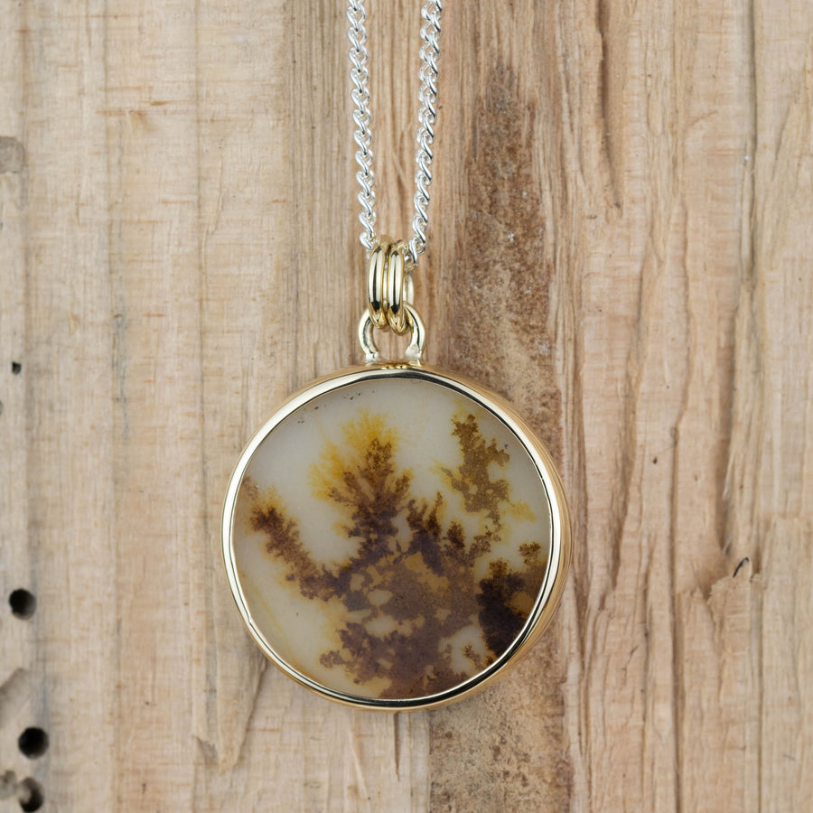 No. 671 - Silver and Gold Dendritic Agate Seaweed Pendant
