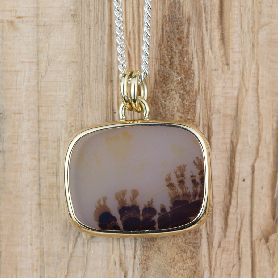 No. 673 - Silver and Gold Dendritic Agate Seaweed Pendant