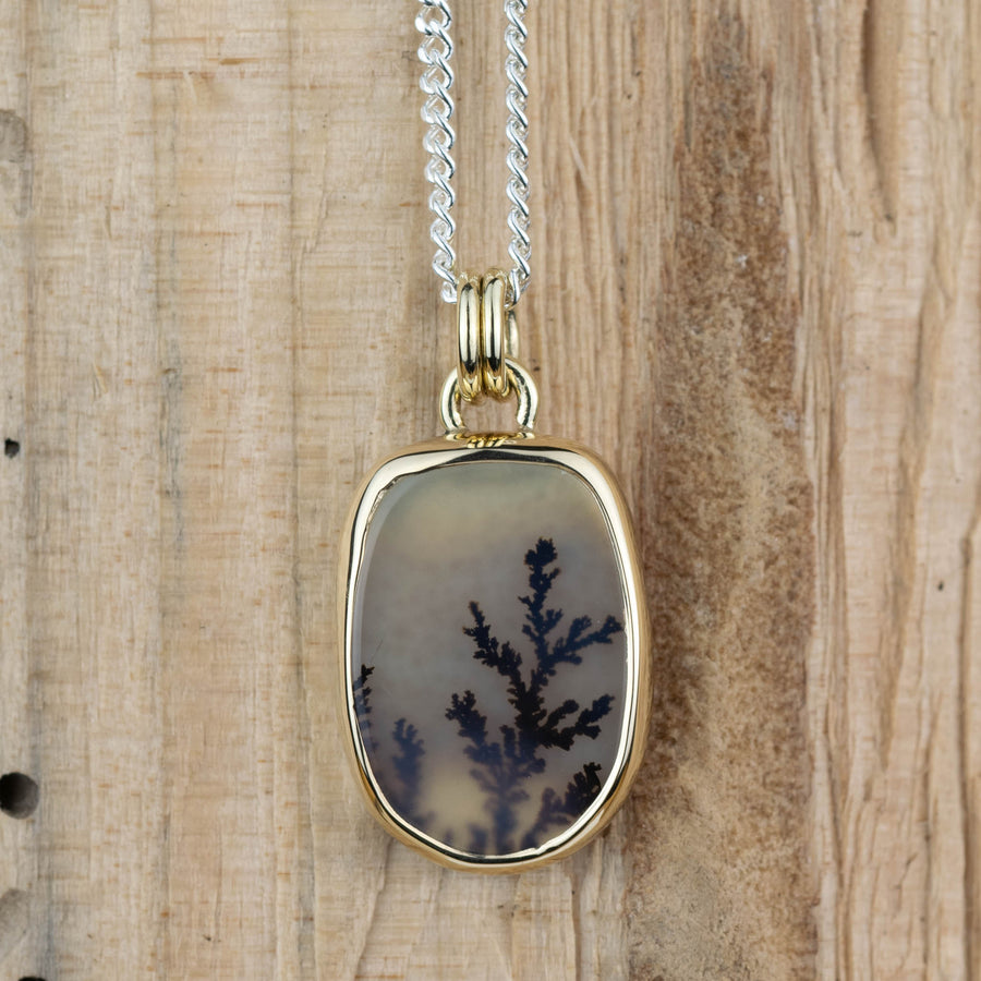 No. 670 - Silver and Gold Dendritic Agate Seaweed Pendant