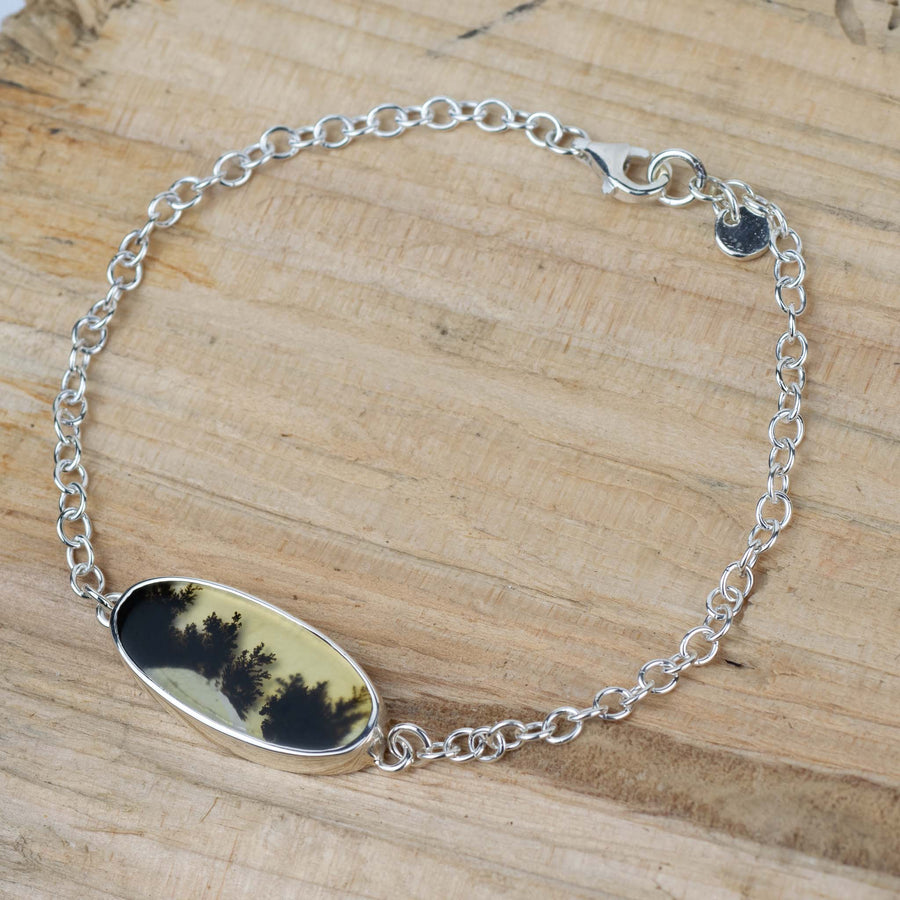 No.620 - Seaweed Silver Dendritic Agate Bracelet
