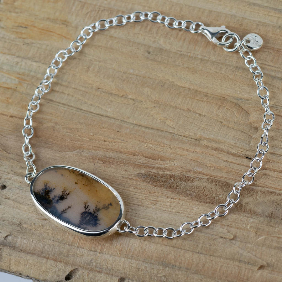 No.618 - Seaweed Silver Dendritic Agate Bracelet