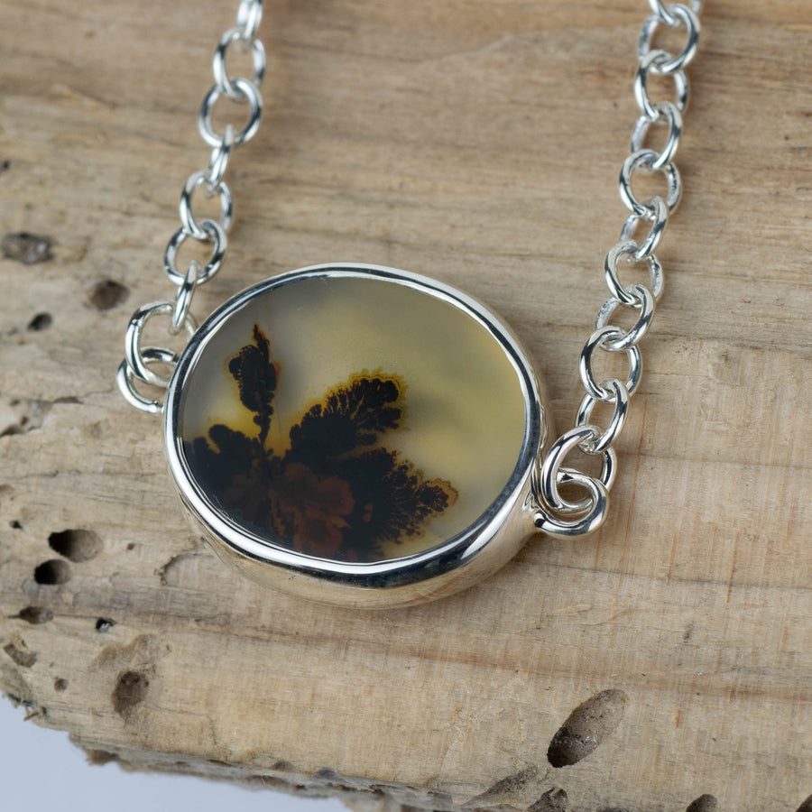 No.628 - Seaweed Silver Dendritic Agate Bracelet