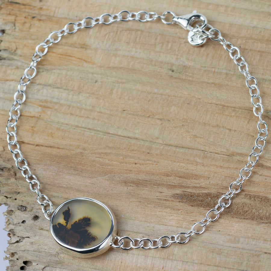 No.628 - Seaweed Silver Dendritic Agate Bracelet