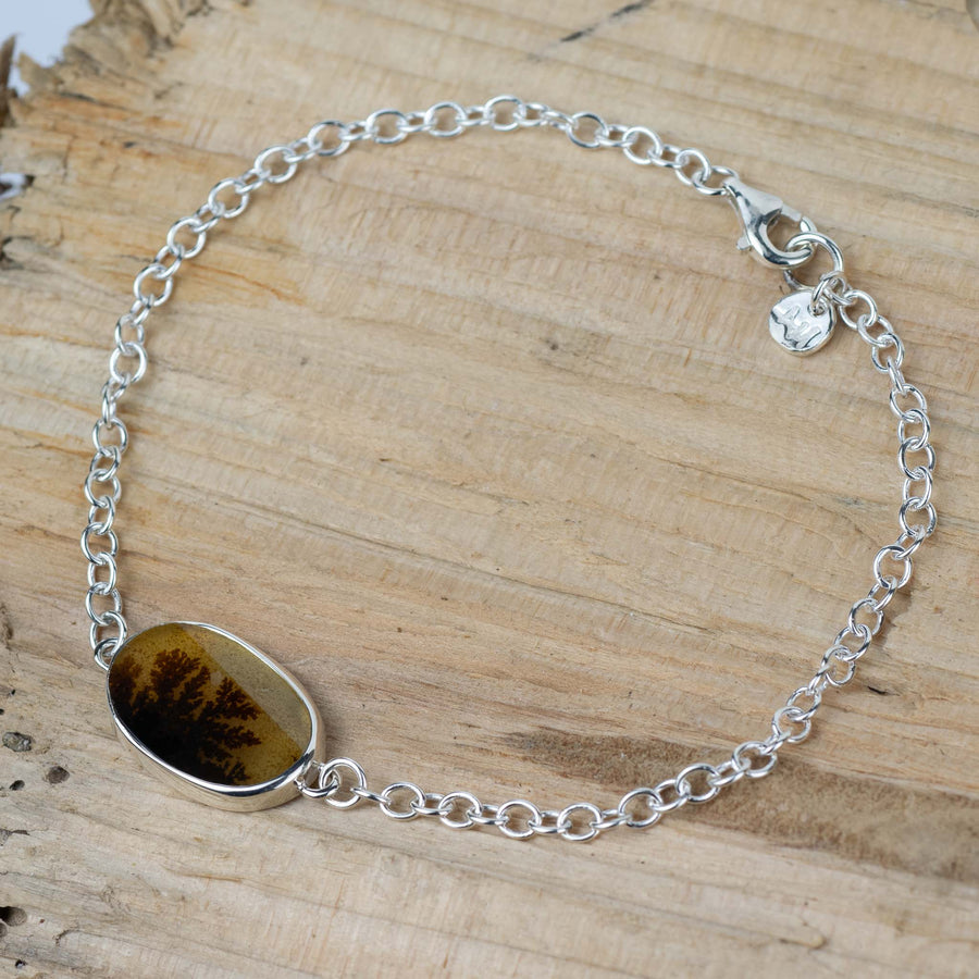 No.627 - Seaweed Silver Dendritic Agate Bracelet