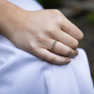 Gold Teal Sapphire Forever Ring
