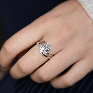 Aquamarine Whirlpool & Wave Ring Set
