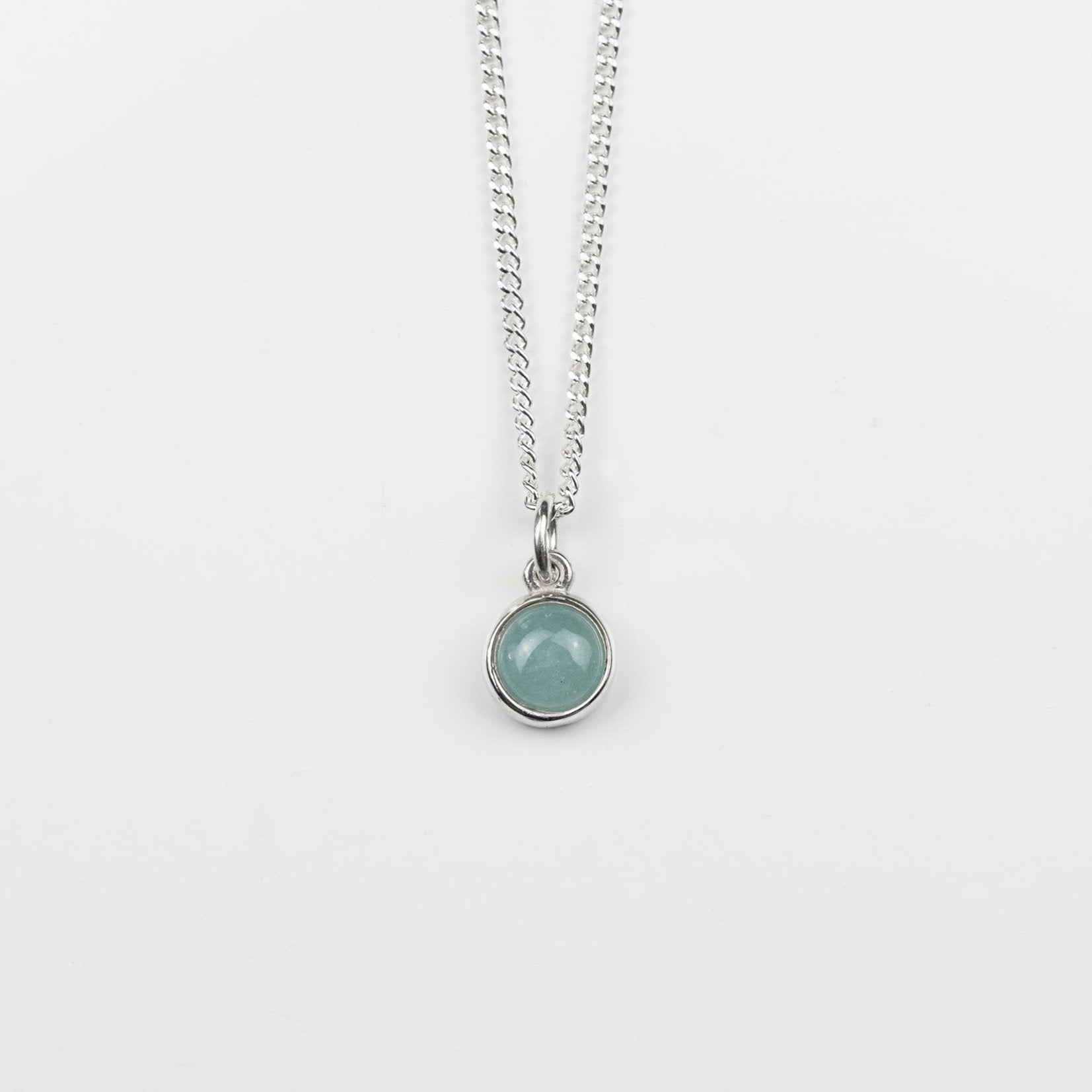 Aquamarine Sterling Silver Venus Pendant Necklace – Genuine Gemstone In Pear-Shaped Frame With Chain