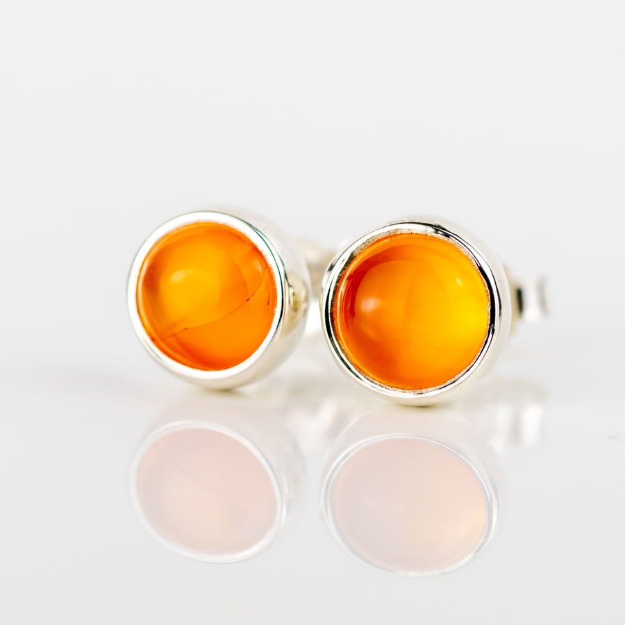 Carnelian Sterling Silver 6mm Wide Studs LIMITED EDITION