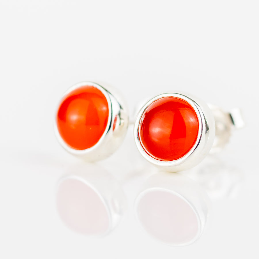 Carnelian Sterling Silver 6mm Wide Studs LIMITED EDITION
