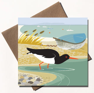Oystercatcher and Old Boat Card