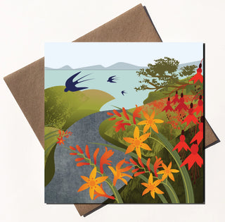 Swallows and Flowers Card