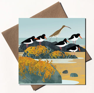 Curlew and Oystercatchers Card