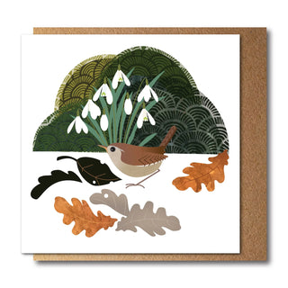 Wren & Snowdrops Greetings Card