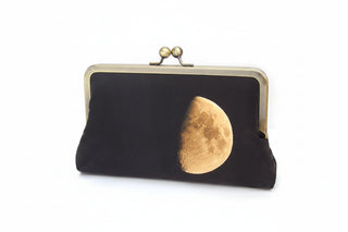 Handmade Velvet Moon Kisslock Clutch Bag