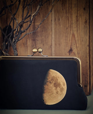 Handmade Velvet Moon Kisslock Clutch Bag