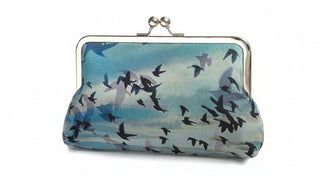 Handmade Velvet Bird and Sky Kisslock Clutch Bag