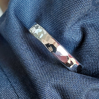 Heavy Hammered Unisex Silver Ring