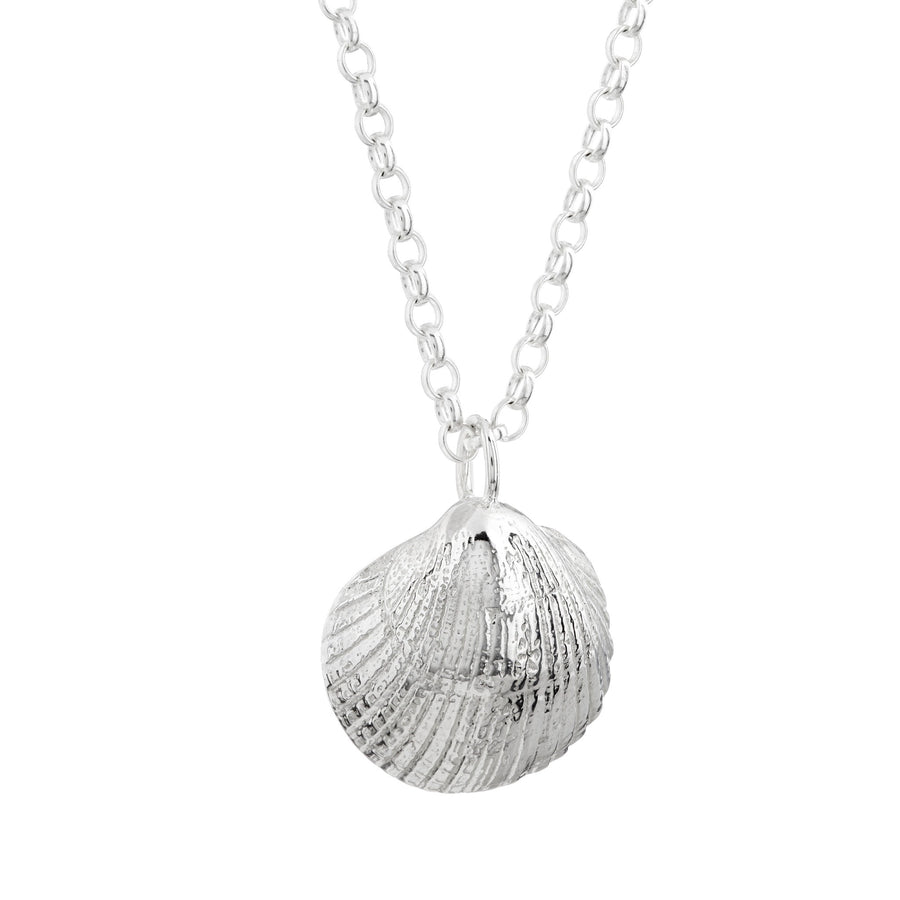 Large Silver Cockle Shell Pendant