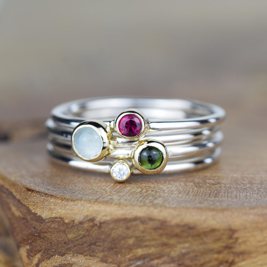The Ruby Andromeda ring is available with sterling silver or solid 9ct gold bands. Stack with our other Nebula and Andromeda rings for a beautiful combination. 