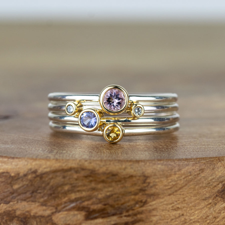 Create Your Own Andromeda Stacking Ring Set - Sterling Silver & 9ct Gold