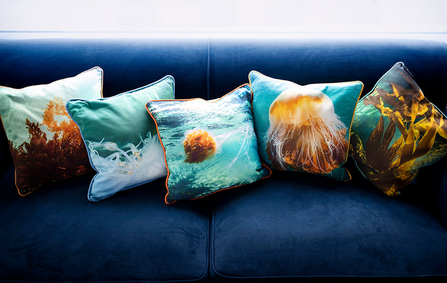 Blue Jellyfish & Friends Cushion Cover