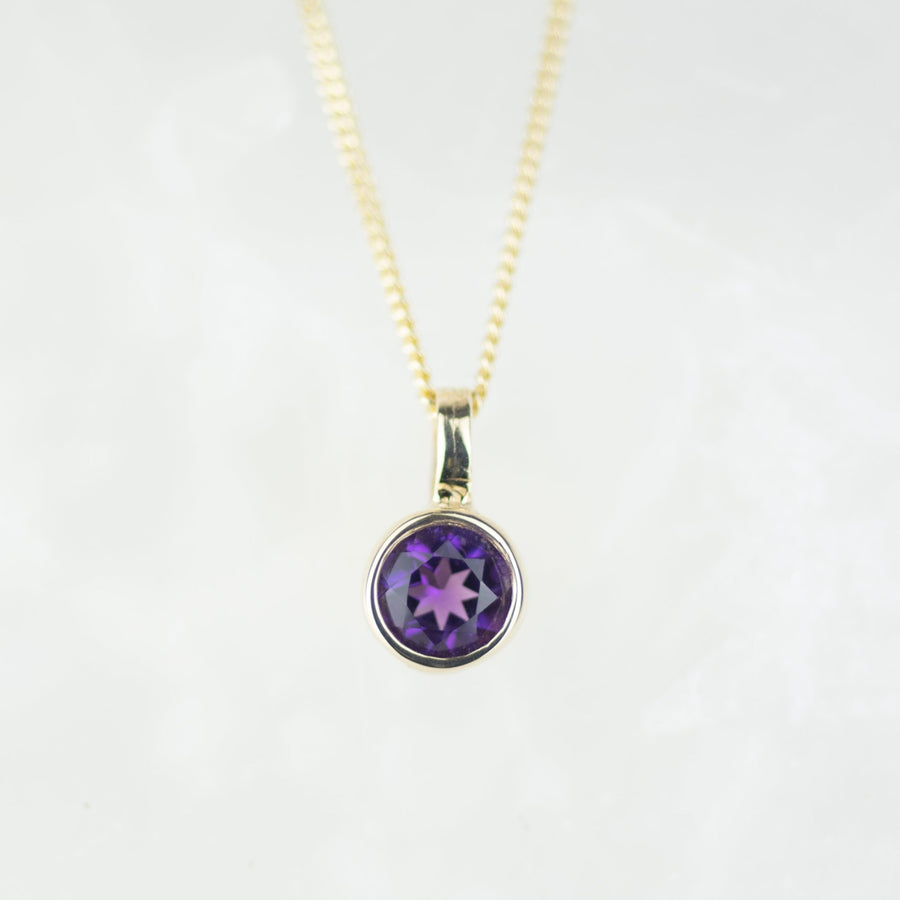 Amethyst Gold Solitaire Pendant