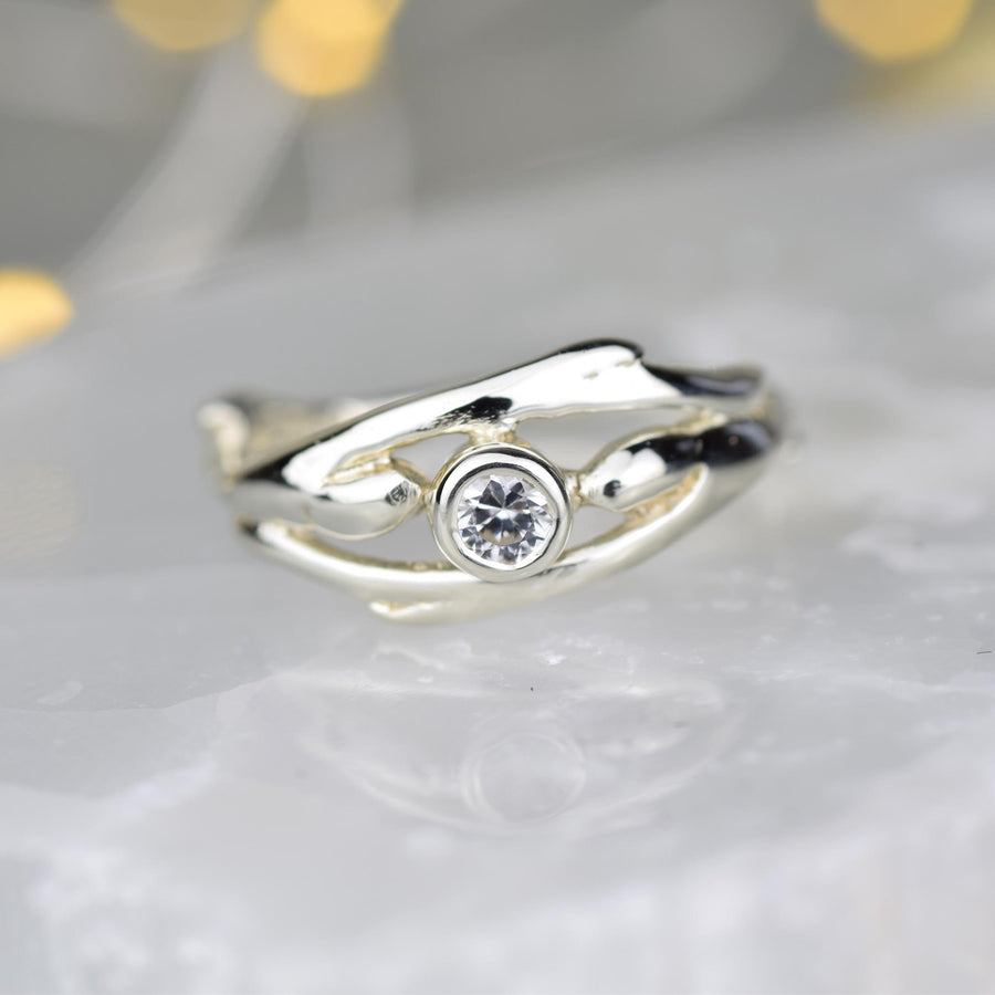 Entwined Gold White Sapphire Ring