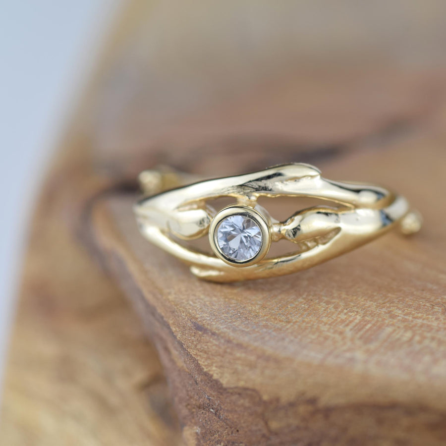 Entwined Gold White Sapphire Ring
