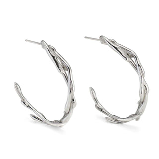 Entwined Large Silver Hoop Studs