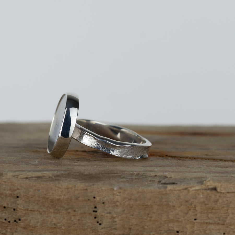 No. 280 - Silver Dendritic Agate Ring - Size O 1/2
